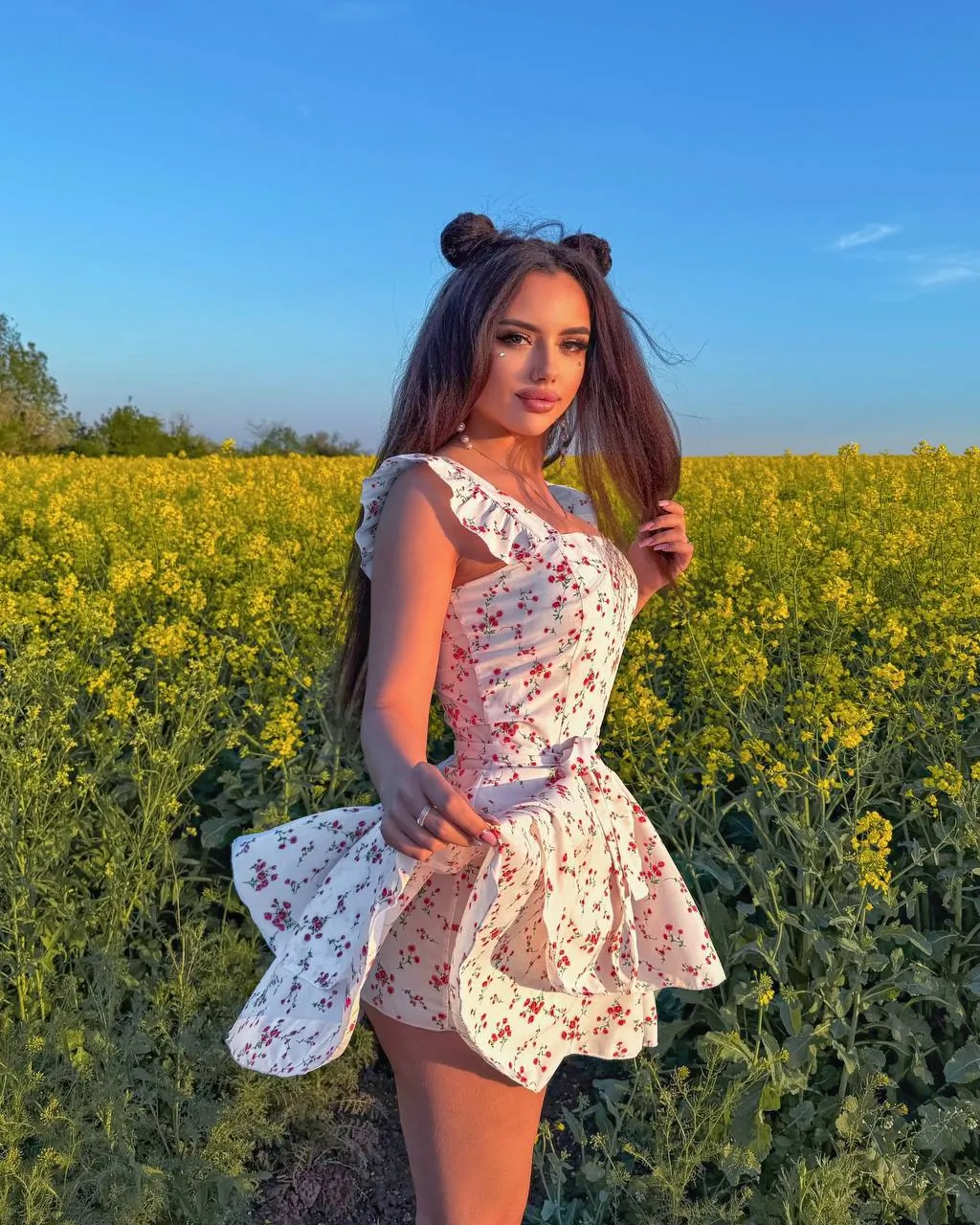 Літній комбінезон-сукня з подвійною спідницею та шортами «Ніжність квітів» - Зображення 7